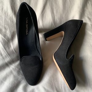 Via Spiga 8.5 Suede Loafers Heels Office Preppy